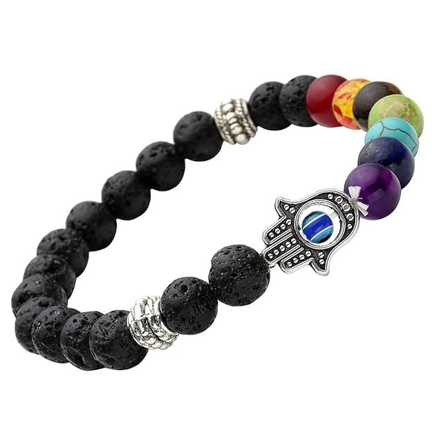 7 Chakra black onyx with evil eye