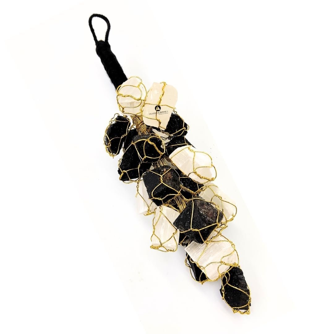 Selenite and Tourmaline Wall Hanging
